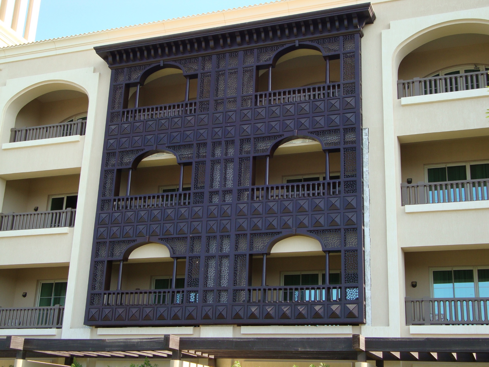 CNC cut Mashrabiya screen with traditional Islamic geometric pattern