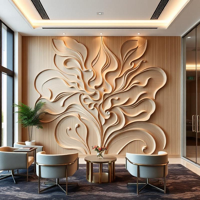 CNC cut reception wall in corporate office Dubai