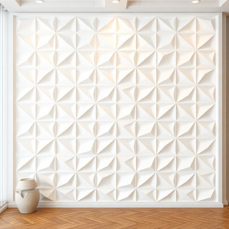 Custom CNC MDF wall panel with geometric 3D pattern